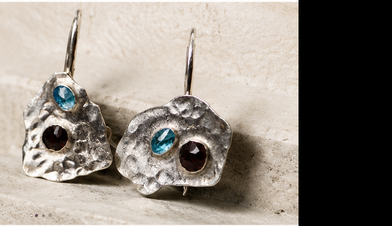 Freeform Design sculptural gemstone earrings